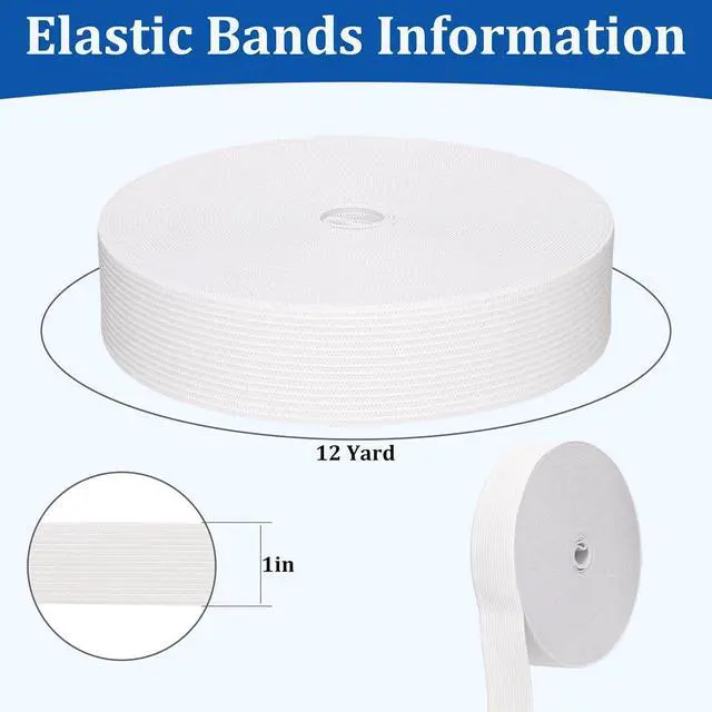 Alt view image 2 of 6 - Elastic Band for Sewing 1 Inch 12 Yards White for Sewing & Crafts | Elastics Cord Braided Stretch Straps for Crafting DIY