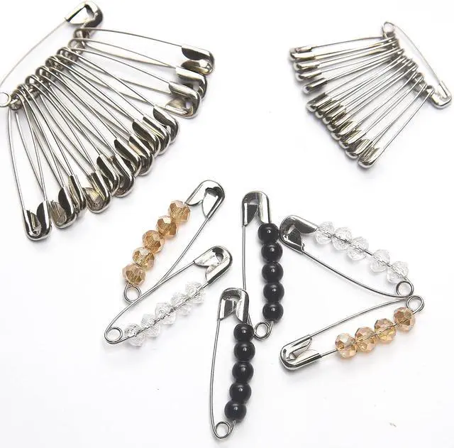Alt view image 7 of 7 - 250 Pack Safety Pins by Luxurecourt, 4 Assorted Sizes of Durable, Silver Small and Large Safety Pins Bulk, Rust-Resistant Nickel Plated Steel, Sharp Edge Pins for Clothes, Sewing, Arts & Craft