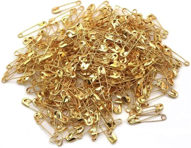 Alt view image 3 of 6 - 500PCS Safety Pins, 0.75Inch/19mm Small Safety pins, Rust Resistant Nickel Plated Steel Set for Crafting, Sewing, Rimming Fastening Clip Button for Garment Hang Tag (Gold)
