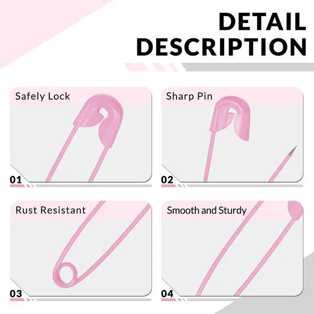 Alt view image 4 of 6 - NEEWAY 300 Count Colored Safety Pins 1 Inch, Small Safety Pins for Clothes, Sewing, Arts & Craft (Pink)