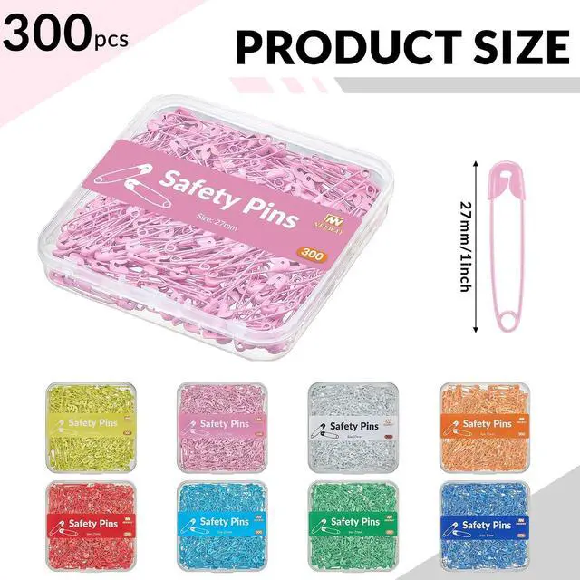 Alt view image 2 of 6 - NEEWAY 300 Count Colored Safety Pins 1 Inch, Small Safety Pins for Clothes, Sewing, Arts & Craft (Pink)