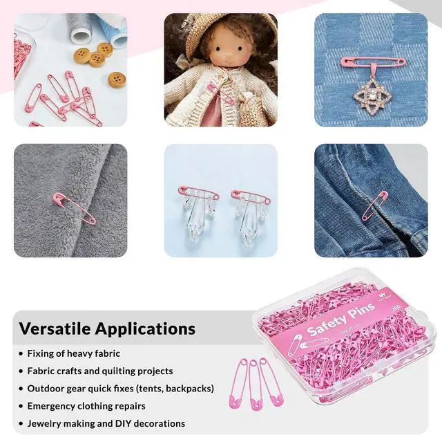 Alt view image 6 of 6 - NEEWAY 300 Count Colored Safety Pins 1 Inch, Small Safety Pins for Clothes, Sewing, Arts & Craft (Pink)