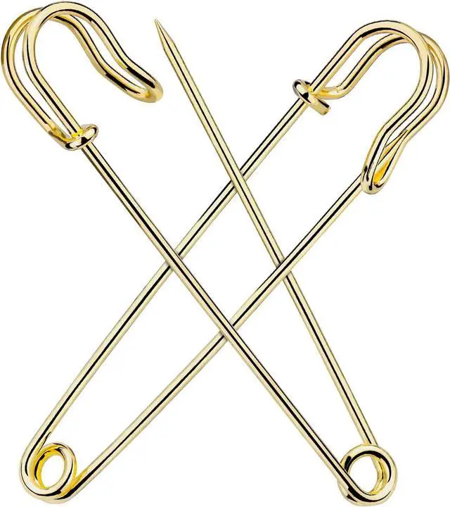 Main image of Large Safety Pins 15 Pack Heavy Duty Safety Pins 4 Inch(100mm) | Rust Resistant Heavy Duty Safety Pins for Clothes, Diapers, Blankets, Laundry, Leather Canvas, DIY Crafts Golden