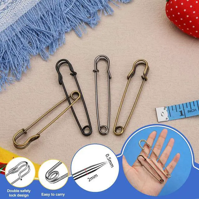 Alt view image 3 of 7 - Large Safety Pins 15 Pack Heavy Duty Safety Pins 4 Inch(100mm) | Rust Resistant Heavy Duty Safety Pins for Clothes, Diapers, Blankets, Laundry, Leather Canvas, DIY Crafts Golden