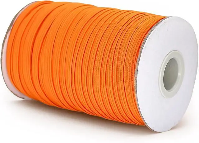 Alt view image 2 of 6 - FQTANJU 6mm Orange Elastic Band Roll (55 Yards) - 1/4 Inch Flat Braided Elastic Cord for Waistbands, Sewing, Pants, Clothing & DIY Crafting
