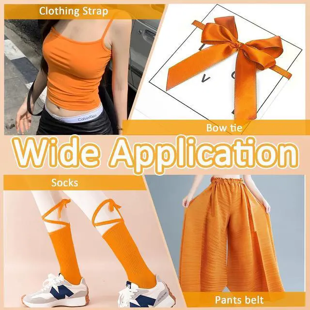 Alt view image 5 of 6 - FQTANJU 6mm Orange Elastic Band Roll (55 Yards) - 1/4 Inch Flat Braided Elastic Cord for Waistbands, Sewing, Pants, Clothing & DIY Crafting