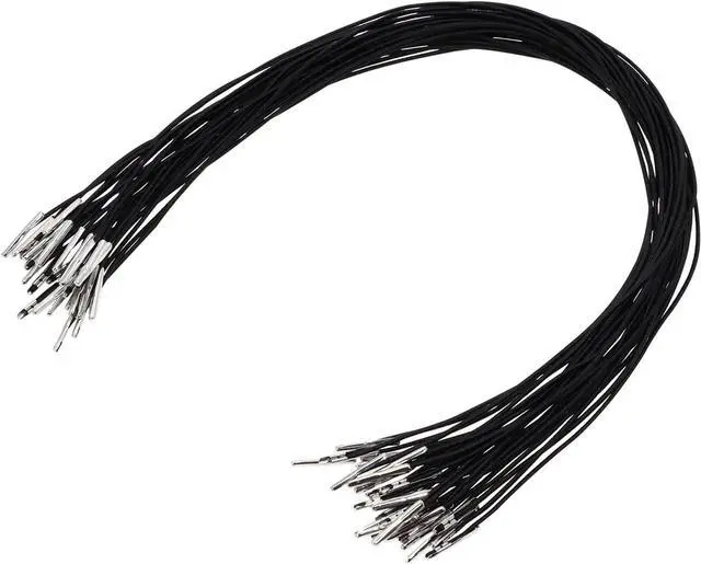 Main image of ONLYKXY 30pcs Elastic Cords with Metal Ends Soft Stretch Band Mask Lanyard Loop Craft Round Rope Thread String Extender Strap for Mask Making Book Binding Hanging DIY Party Hat Menus 14.5inch (Black)