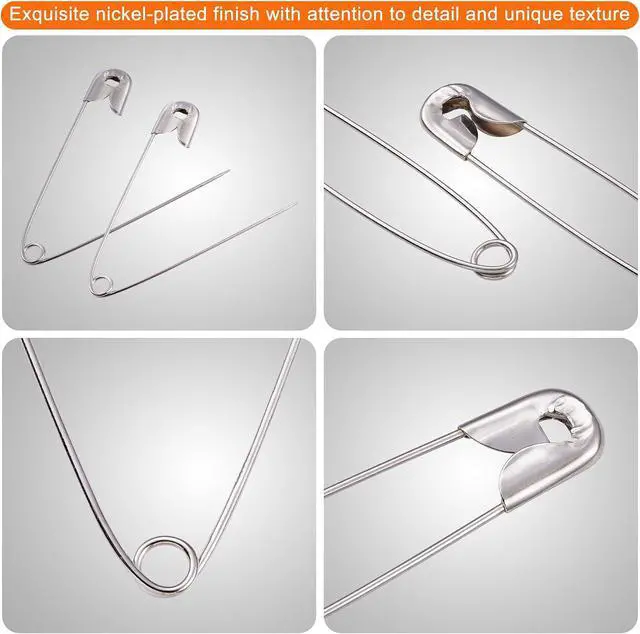Alt view image 3 of 6 - NEEWAY Large Safety Pins, Pack of 200, 2.17Inch/55mm Nickel-Plated Safety Pin for Home Decor, Crafts, and Creative Projects