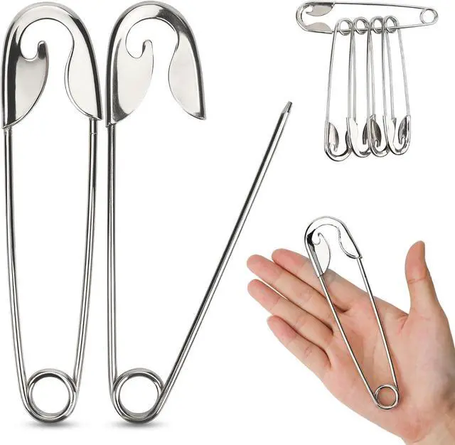 Main image of 5 Pcs 5.5 Inch Heavy Duty Safety Pins for Thick Fabric Stainless Steel Jumbo Extra Large Safety Pins Big Giant for Clothes Blankets Crafts and Decorations Outdoor (Silver)