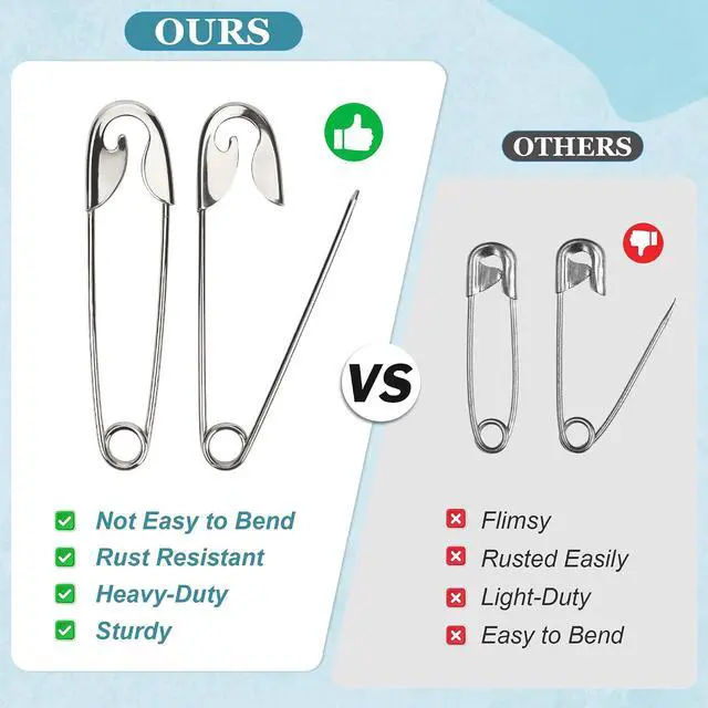 Alt view image 4 of 7 - 5 Pcs 5.5 Inch Heavy Duty Safety Pins for Thick Fabric Stainless Steel Jumbo Extra Large Safety Pins Big Giant for Clothes Blankets Crafts and Decorations Outdoor (Silver)
