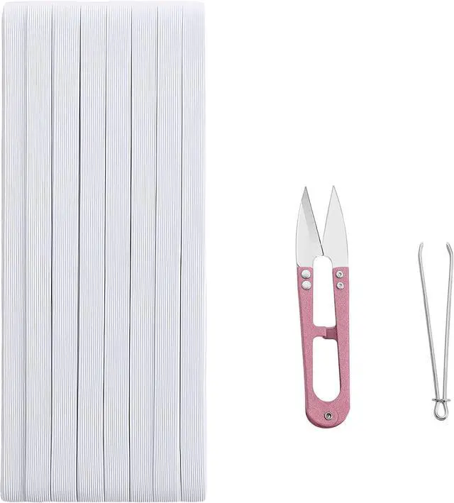 Main image of 1/2 Inch White Elastic Band 30 Yards High Stretchy Flat Elastic Cord for Sewing & Crafts | Includes Sewing Scissors & Elastic Threader Tool