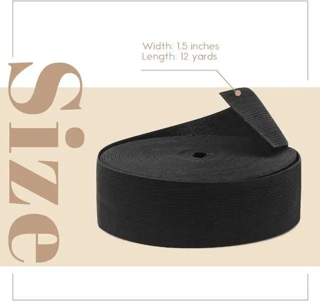 Alt view image 2 of 7 - Dreamlover Black Elastic Band for Sewing, 1.5 Inch x 12 Yard | Durable Elastic Material, Clean Cutting Edges, Multi-Purpose DIY Use
