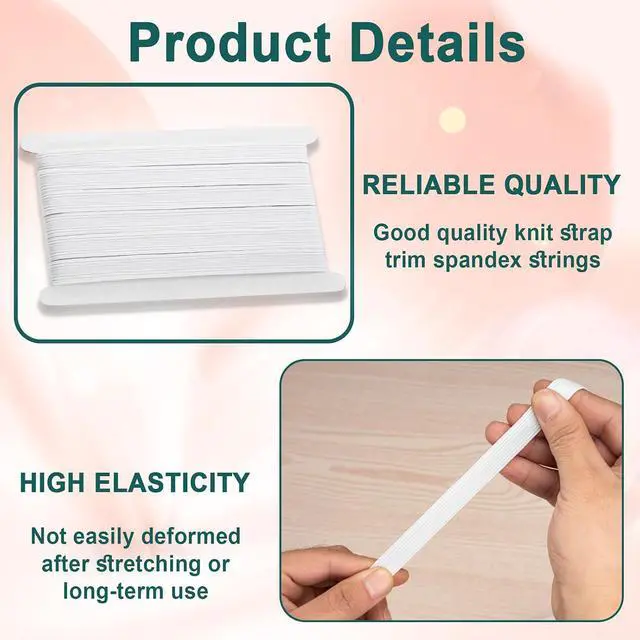 Alt view image 3 of 7 - Airisoer Elastic Bands for Sewing 3/8 Inch x 12 Yards, White | Stretchable Knit Elastic Spool, Durable & Strong, for Waistbands, Pants, Clothes, DIY Crafts & Sewing, and Everyday Fixes