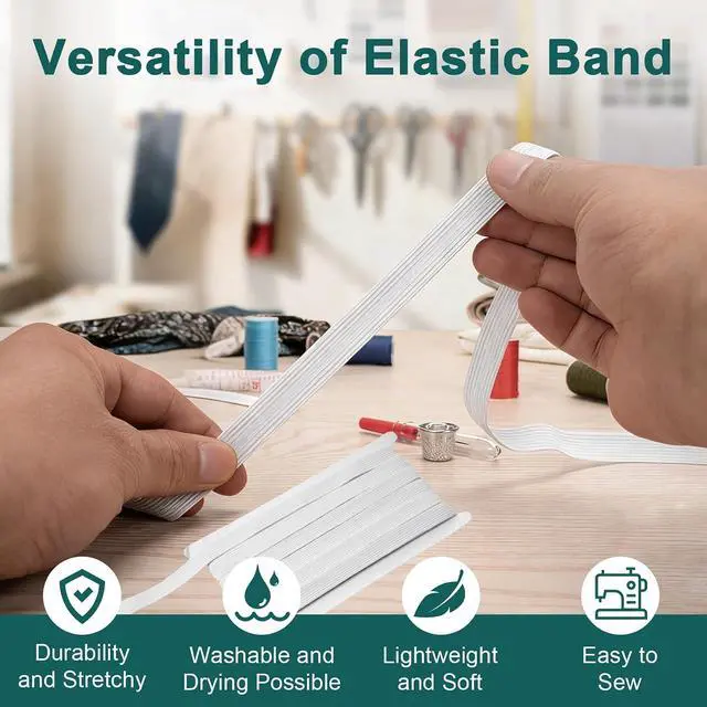 Alt view image 5 of 7 - Airisoer Elastic Bands for Sewing 3/8 Inch x 12 Yards, White | Stretchable Knit Elastic Spool, Durable & Strong, for Waistbands, Pants, Clothes, DIY Crafts & Sewing, and Everyday Fixes