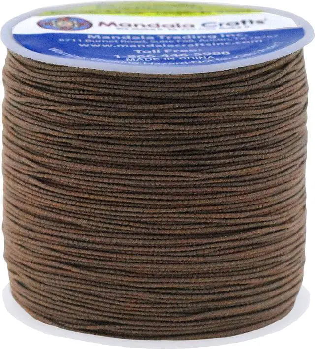 Main image of Mandala Crafts 0.6mm Brown Shirring Elastic Thread for Sewing, 87 Yards | Durable Fine Polyester Stretchy Thread for Smocking, Gathering, Ruching, Pleating, Knitting, Hand & Machine Sewing
