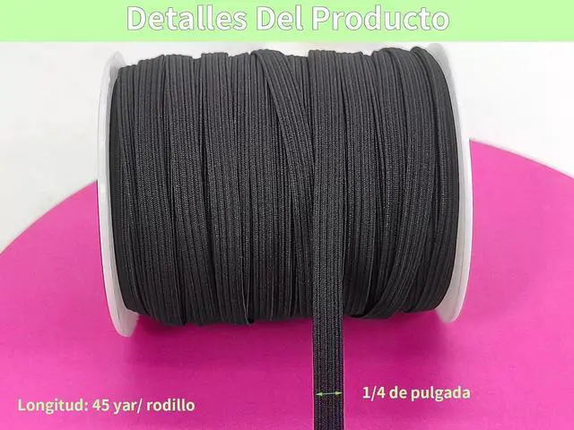 Alt view image 3 of 7 - 1/4" Black Knit Elastic Band 45yd-Thin Stretch for Sewing | 6mm lightweight braided elastic,Soft stretch band bulk ideal for face masks,cuffs,swim trim & handmade DIY craft