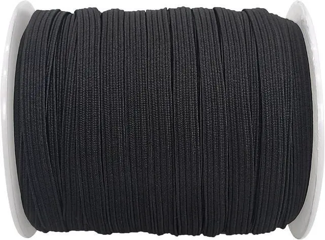 Alt view image 2 of 7 - 1/4" Black Knit Elastic Band 45yd-Thin Stretch for Sewing | 6mm lightweight braided elastic,Soft stretch band bulk ideal for face masks,cuffs,swim trim & handmade DIY craft