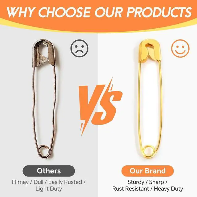 Alt view image 6 of 7 - 320Pcs Gold Safety Pins Assorted | 5 Different Sizes Large and Small Safety Pins for Clothes, Pins for Art,Crafts, Sewing and Jewelry Making
