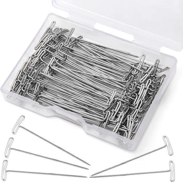 Main image of 120 Pcs 1.5 Inch T-Pins Wig Pins Sewing T-Pins Straight Pins | Wig T Pins for Foam Head, Straight Pins for Blocking Crochet Sewing, Craft, Quilting, Office, Wall, Wig Making, Crocheting