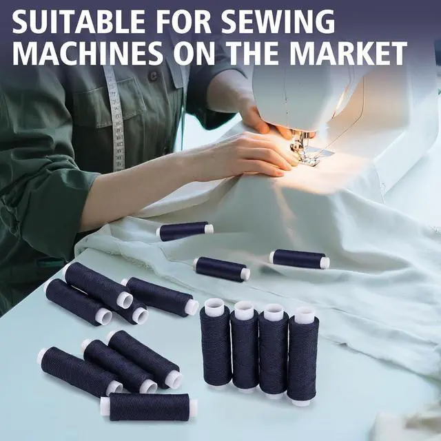 Alt view image 6 of 7 - Bupete 8 Rolls Sewing Thread, 200 Yards Each Roll Thread for Sewing | Navy Blue Polyester Threads, Navy Blue sewing thread for Sewing Machine, Embroidery Hand Stitching