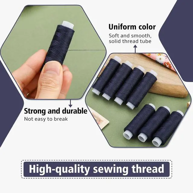 Alt view image 3 of 7 - Bupete 8 Rolls Sewing Thread, 200 Yards Each Roll Thread for Sewing | Navy Blue Polyester Threads, Navy Blue sewing thread for Sewing Machine, Embroidery Hand Stitching