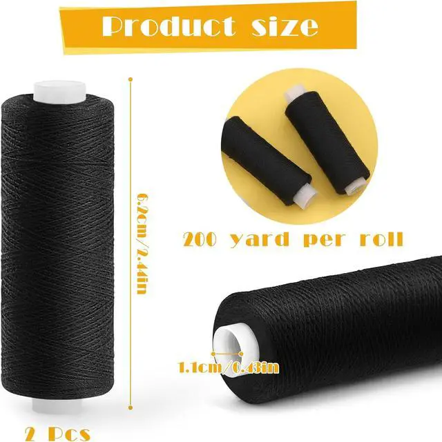 Alt view image 2 of 7 - ZMAAGG Sewing Thread, Black Thread for Sewing Machine, 2 PCS 200 Yards | Sewing Threads for Sewing Machine, Polyester Thread for Sewing Machine, White Thread for Sewing, Hand Stitching, Embroidery
