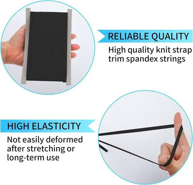 Alt view image 3 of 7 - Airisoer Elastic Bands for Sewing 1/4 Inch x 12 Yards, Black | Stretchable Knit Elastic Spool, Durable & Strong, for Waistbands, Pants, Clothes, DIY Crafts & Sewing, and Everyday Fixes