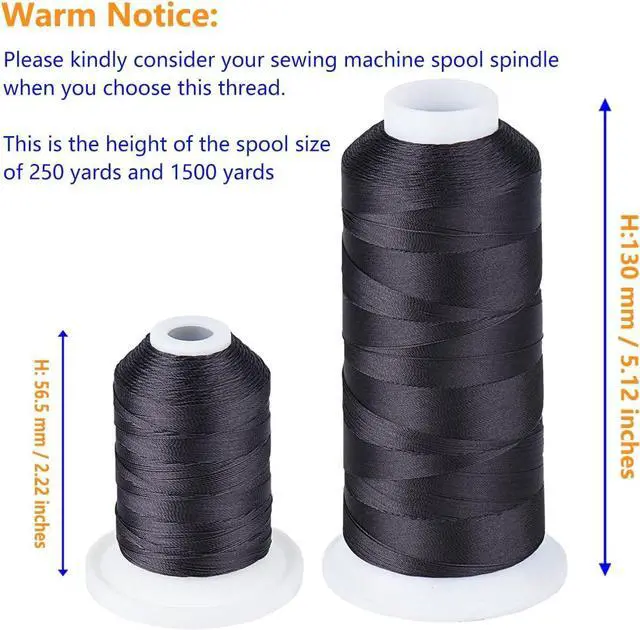 Alt view image 6 of 6 - UV Resistant - Heavy Duty Outdoor Thread for Hand or Machine Sewing - Simthread 100% Polyester Bonded Thread Tex 69 (12wt) - 1500 Yards NP-Black
