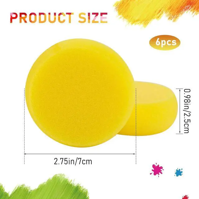 Alt view image 2 of 7 - 6 Pcs Pottery Sponges, Round Painting Sponge 3inch Yellow Artist Sponges Craft Clay Sponge Watercolor Sponges for Face Painting Pottery Ceramics Art Crafts
