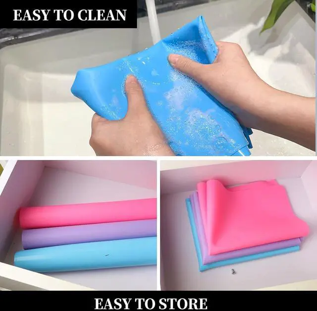 Alt view image 7 of 7 - LEOBRO Silicone Mat for Resin Molds, 3 PCS Silicone Mats for Epoxy Resin, UV Resin, Play Dough Mat, Clay Mat, Nonstick Silicone Sheets Pads for DIY Arts and Crafts, Pink & Purple & Blue, 15.7x 11.7