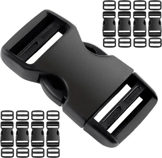 Main image of TKYZMS 8 Set 1 inch buckles for straps Clip Quick Side Release Buckles,buckle straps with 16 Pcs Slide Clips,plastic buckle clips Belt Buckle for Nylon Webbing Straps,belt buckles,Dog Collars