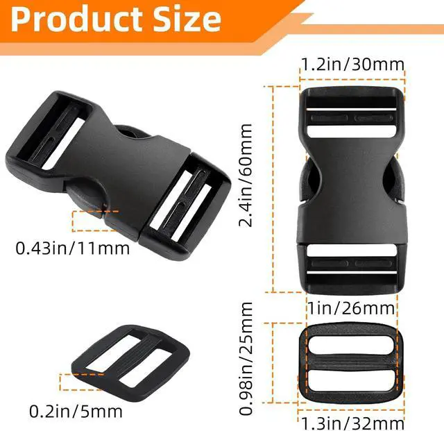 Alt view image 3 of 7 - TKYZMS 8 Set 1 inch buckles for straps Clip Quick Side Release Buckles,buckle straps with 16 Pcs Slide Clips,plastic buckle clips Belt Buckle for Nylon Webbing Straps,belt buckles,Dog Collars