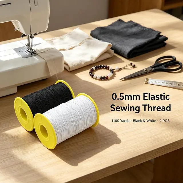 Alt view image 2 of 7 - Milcraft (2 Rolls) White AND Black Elastic Thread 547 Yard Package 0.5mm Thickness