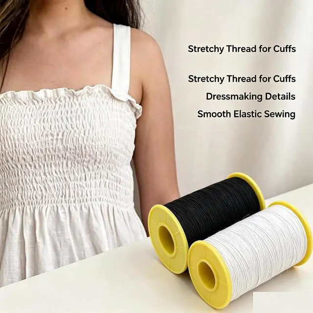 Alt view image 6 of 7 - Milcraft (2 Rolls) White AND Black Elastic Thread 547 Yard Package 0.5mm Thickness