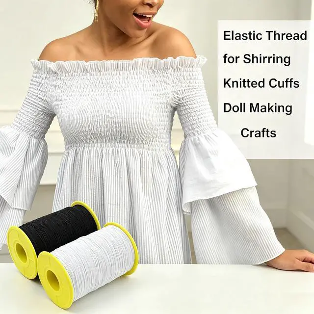 Alt view image 3 of 7 - Milcraft (2 Rolls) White AND Black Elastic Thread 547 Yard Package 0.5mm Thickness