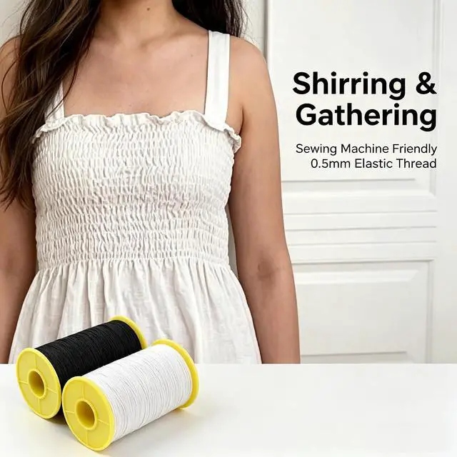 Alt view image 5 of 7 - Milcraft (2 Rolls) White AND Black Elastic Thread 547 Yard Package 0.5mm Thickness