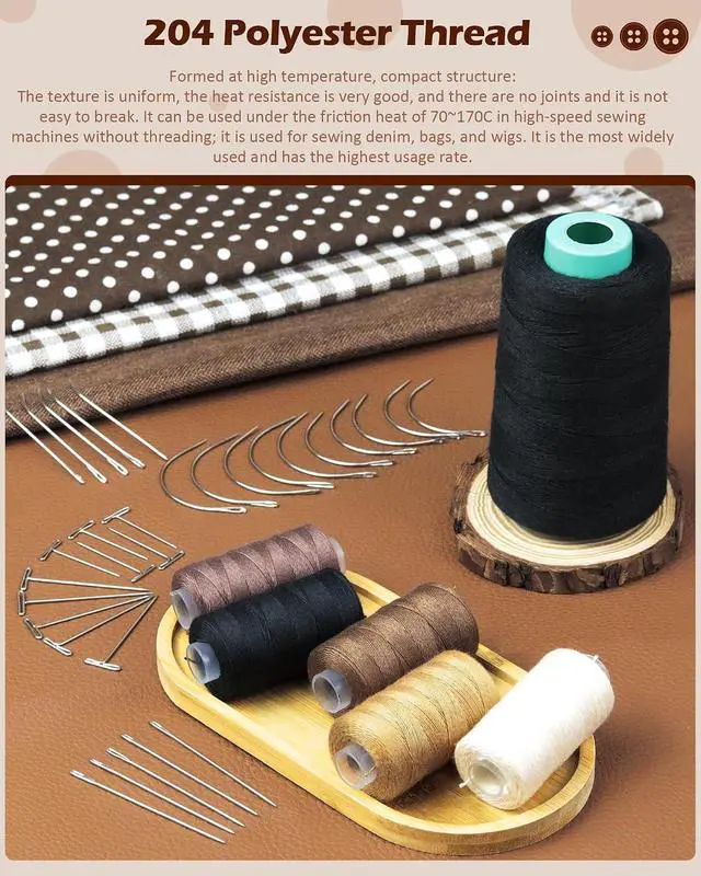 Alt view image 5 of 6 - FIVEIZERO 900yd Black Sew in Hair Extension Thread and 30pcs T/C/J/I Needle | 1Roll Hair Thread;4-ply polyester weaving thread;Hair Weave Threads for Hair Extensions,Hand Sewing & Making Wigs DIY