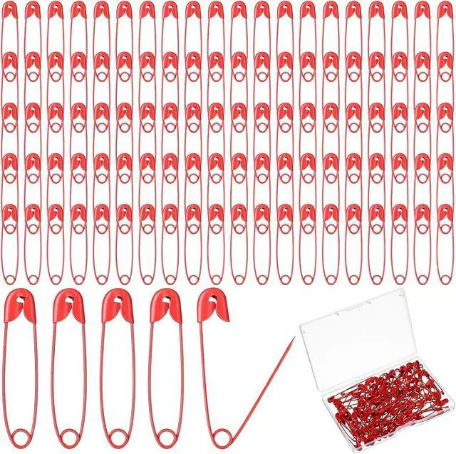 Main image of Red Safety Pins, 100 Pcs 30mm/1.2 Inch Heavy Duty Quilting Pins Metal Sewing Pin for DIY Crafts, Jewelry Making, Clothing