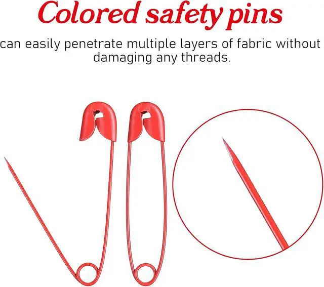 Alt view image 3 of 7 - Red Safety Pins, 100 Pcs 30mm/1.2 Inch Heavy Duty Quilting Pins Metal Sewing Pin for DIY Crafts, Jewelry Making, Clothing