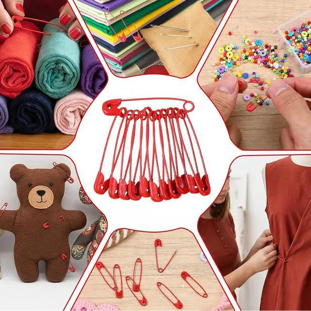 Alt view image 5 of 7 - Red Safety Pins, 100 Pcs 30mm/1.2 Inch Heavy Duty Quilting Pins Metal Sewing Pin for DIY Crafts, Jewelry Making, Clothing