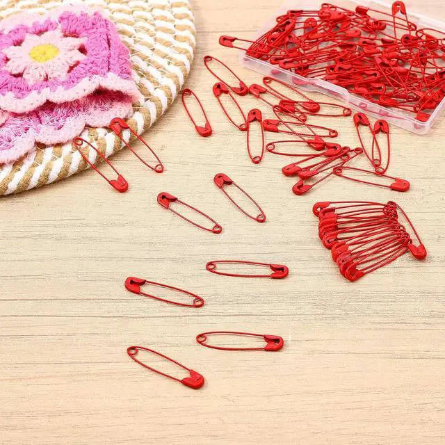 Alt view image 6 of 7 - Red Safety Pins, 100 Pcs 30mm/1.2 Inch Heavy Duty Quilting Pins Metal Sewing Pin for DIY Crafts, Jewelry Making, Clothing