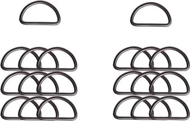 Main image of 20pcs 3/4"(20mm) D Rings Welded Strong Metal Black Semi-Circular D Ring for Pet Collars Hardware Bags Ring Buckle Strap Hand DIY Sewing Accessories