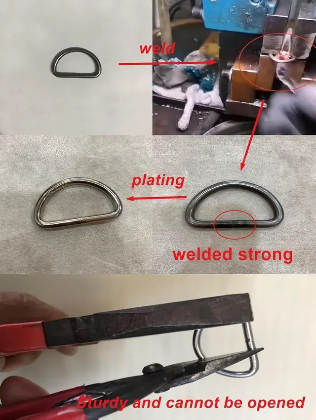 Alt view image 3 of 7 - 20pcs 3/4"(20mm) D Rings Welded Strong Metal Black Semi-Circular D Ring for Pet Collars Hardware Bags Ring Buckle Strap Hand DIY Sewing Accessories