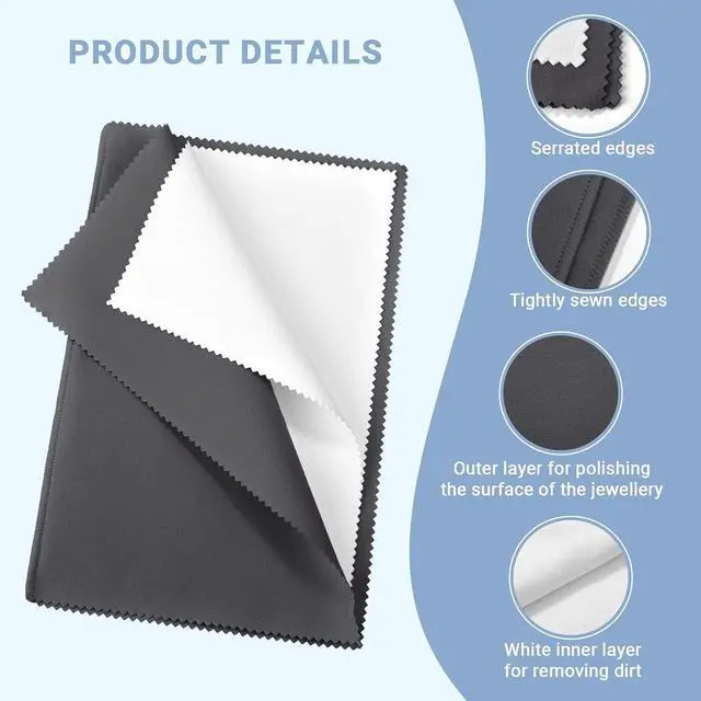 Alt view image 3 of 7 - SEVENWELL Silver Polishing Cloth, 2PCS Large Jewelry Cleaning Cloths | Dual-Layer Cleaning, Large 10" × 12", Reusable, Removes Tarnish, Restores Shine, For Sterling Silver, Gold & Platinum
