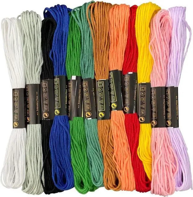 Main image of Embroidery Floss 12 Rainbow Color Skeins, Friendship Bracelet String Cross Stitch Embroidery Thread Floss Bracelet Making Yarn, Craft Floss