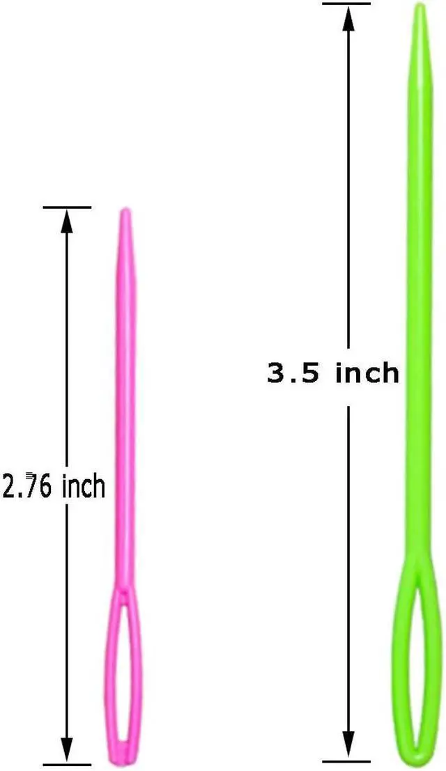 Alt view image 2 of 5 - Hekisn Large-Eye Plastic Sewing Needles, 20 Pieces Colorful Safety Lacing Needles, 2 Different Sizes Yarn Sewing Needle, Learning Needles for DIY Sewing Handmade Crafts3.5 &2.76 inch (20 Pieces)