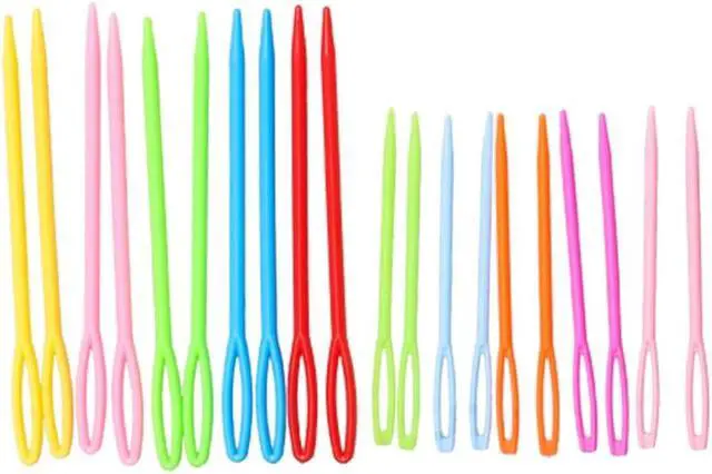 Alt view image 3 of 5 - Hekisn Large-Eye Plastic Sewing Needles, 20 Pieces Colorful Safety Lacing Needles, 2 Different Sizes Yarn Sewing Needle, Learning Needles for DIY Sewing Handmade Crafts3.5 &2.76 inch (20 Pieces)