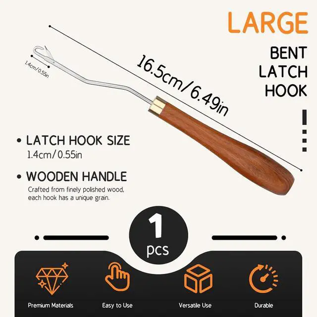 Alt view image 2 of 7 - Giwrmu Latch Hook Tool, Small Bent Latch Hooks, Rug Hook (Type 2) | Wooden Bent Latch Hooks, Crochet Needle for Crochet Rug, Micro Braids, Hair Extension, Carpet Crafts