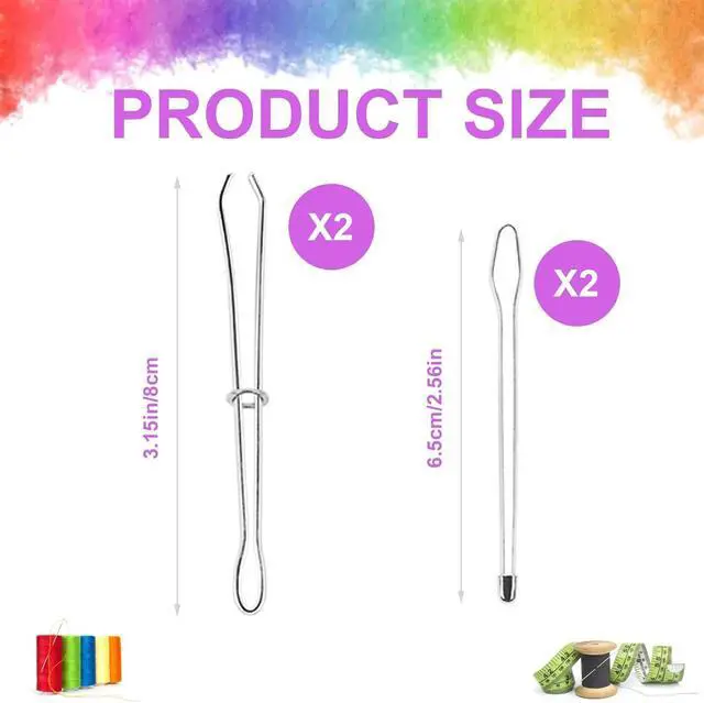 Alt view image 2 of 6 - 4 Pcs Bodkin Drawstring Threaders,Metal Drawstring Threader Tweezers Easy Quick Insert Drawstring DIY Rope Threader Clip Bodkin Sewing Tool for Sweatpants,Hoodies,Swim Trunks