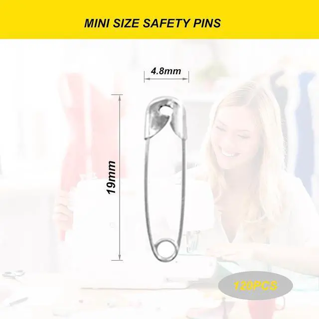 Alt view image 2 of 6 - 120 Pcs Small Safety Pins Silvery,0.75Inch/19mm Silvery Safety Pins for Clothes Metal Tiny Clothes Pin Rust Resistant Mini Safety Pin for Art Crafting,Sewing,Jewelry Making